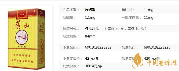黃山軟金皖軟盒多少錢？黃山軟金皖煙價(jià)格及參數(shù)